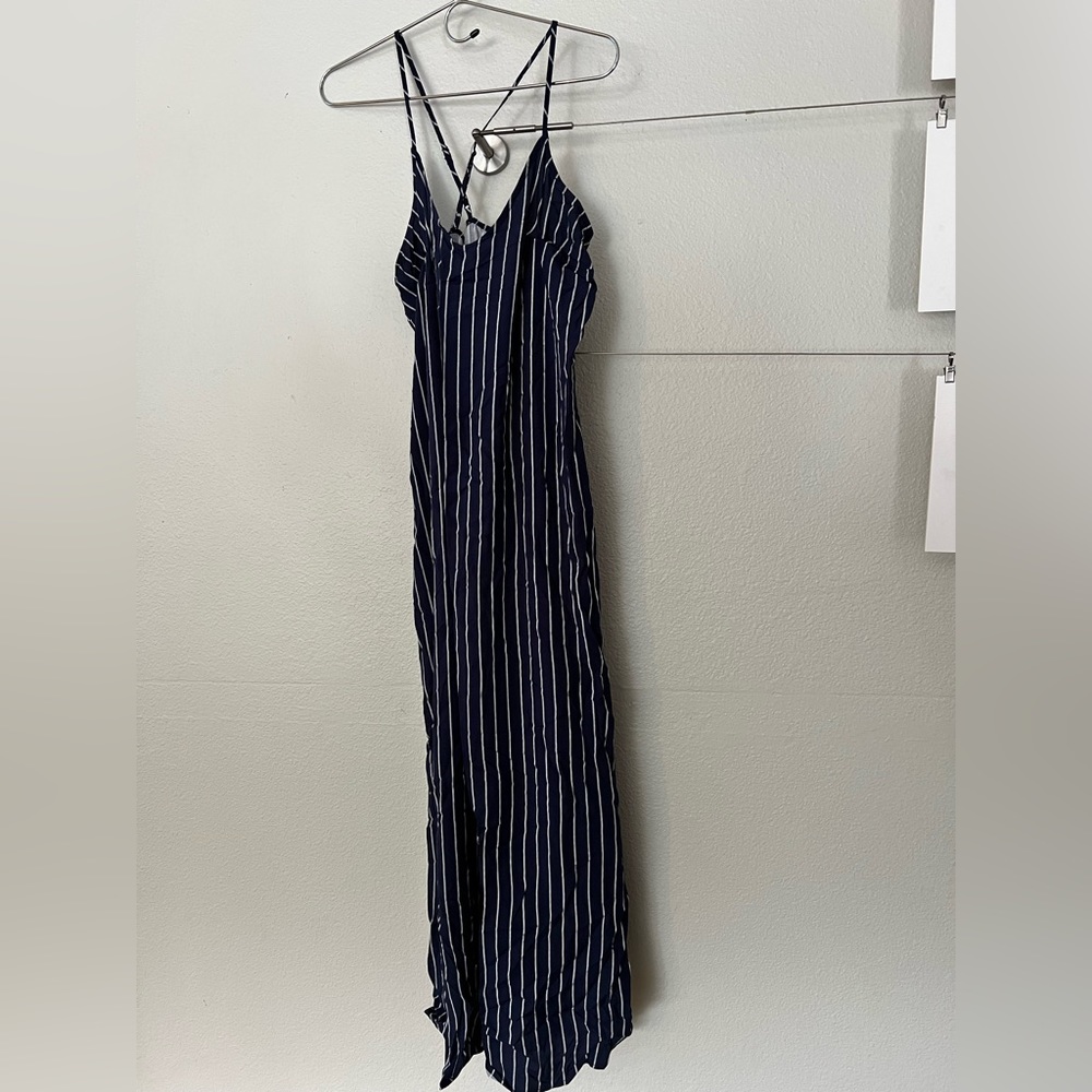 Navy stripe maxi dress